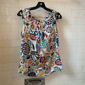 Boden sleevelesss multicolored floral round neck top